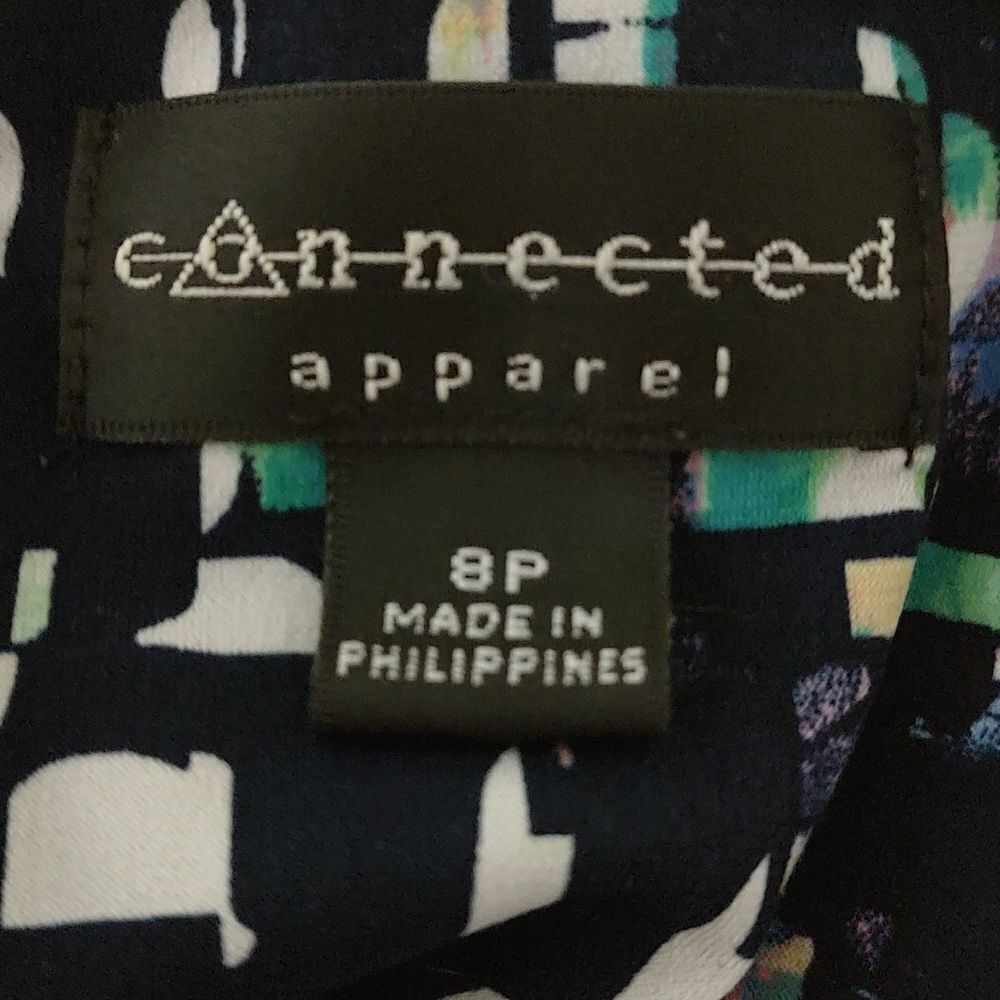 Connected Apparel navy and pastel print dress Sz 8P - Picture 5 of 5